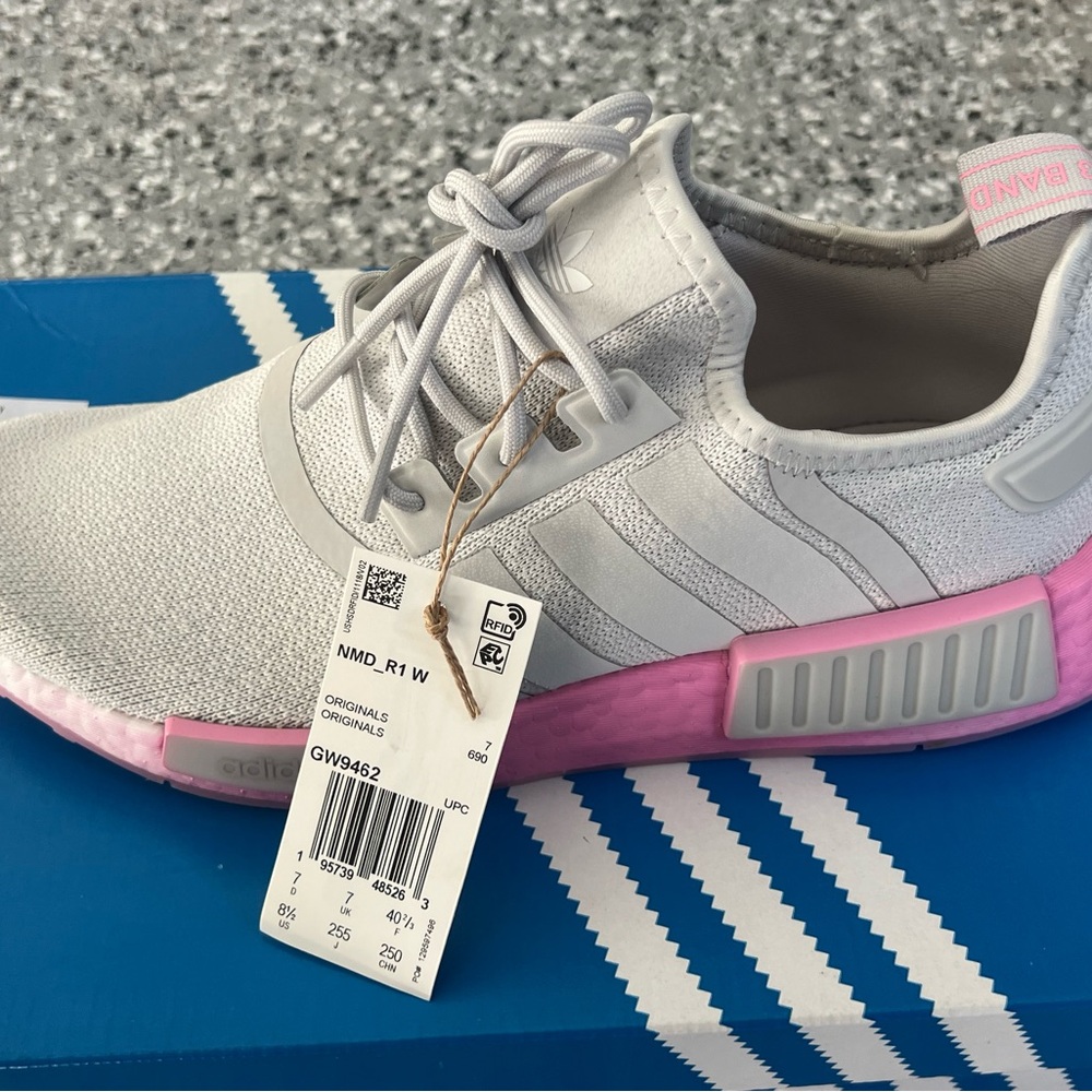 Adidas Women's NMD_R1 W White and Pink Sneakers